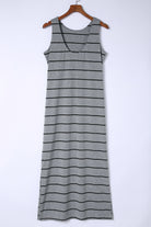 Striped Slit Sleeveless Maxi Dress - Guy Christopher 