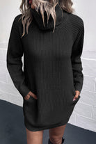 Turtleneck Sweater Dress with Pockets - Guy Christopher 