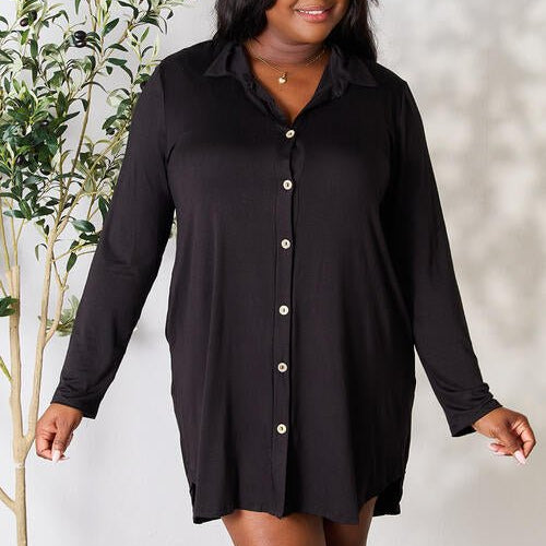 Celeste Full Size Button Down Shirt Dress - Guy Christopher