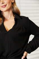 Celeste Full Size Long Sleeve Ribbed Blouse - Guy Christopher