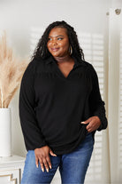 Celeste Full Size Long Sleeve Ribbed Blouse - Guy Christopher