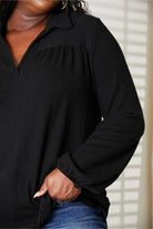 Celeste Full Size Long Sleeve Ribbed Blouse - Guy Christopher