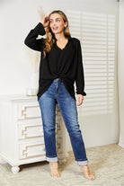 Celeste Full Size Long Sleeve Ribbed Blouse - Guy Christopher