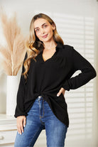 Celeste Full Size Long Sleeve Ribbed Blouse - Guy Christopher