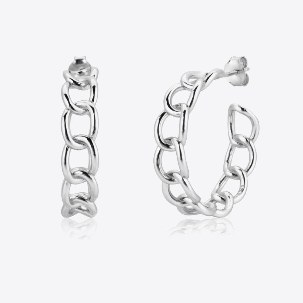 Chain C-Hoop 925 Sterling Silver Earrings - Guy Christopher