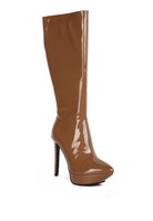 CHATTON Patent Stiletto High Heeled Calf Boots - Guy Christopher