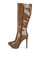 CHATTON Patent Stiletto High Heeled Calf Boots - Guy Christopher