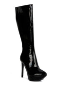 CHATTON Patent Stiletto High Heeled Calf Boots - Guy Christopher