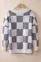 Checkered Button-Up Dropped Shoulder Cardigan - Guy Christopher