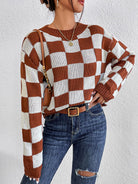 Checkered Round Neck Sweater - Guy Christopher