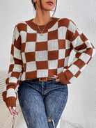 Checkered Round Neck Sweater - Guy Christopher