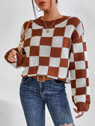 Checkered Round Neck Sweater - Guy Christopher