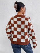 Checkered Round Neck Sweater - Guy Christopher