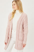 Chenille Cable Knit Oversized Open Front Cardigan - Guy Christopher