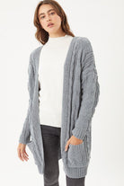 Chenille Cable Knit Oversized Open Front Cardigan - Guy Christopher