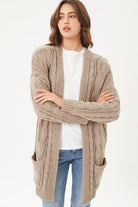 Chenille Cable Knit Oversized Open Front Cardigan - Guy Christopher