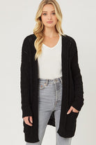 Chenille Cable Knit Oversized Open Front Cardigan - Guy Christopher