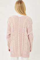 Chenille Cable Knit Oversized Open Front Cardigan - Guy Christopher