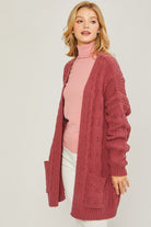 Chenille Cable Knit Oversized Open Front Cardigan - Guy Christopher