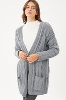 Chenille Cable Knit Oversized Open Front Cardigan - Guy Christopher