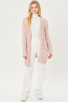 Chenille Cable Knit Oversized Open Front Cardigan - Guy Christopher