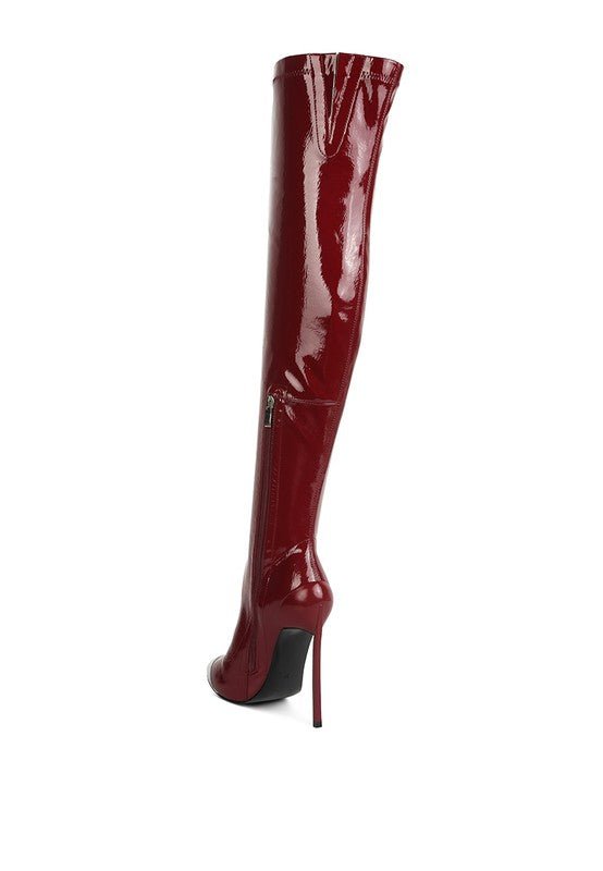 Chimes High Heel Patent Long Boots - Guy Christopher