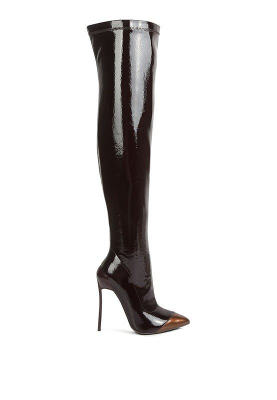 Chimes High Heel Patent Long Boots - Guy Christopher