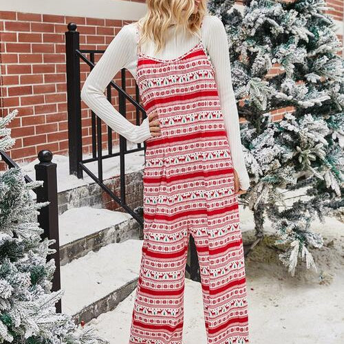 Christmas Color Contrast Wide-Legged Jumpsuit - Guy Christopher