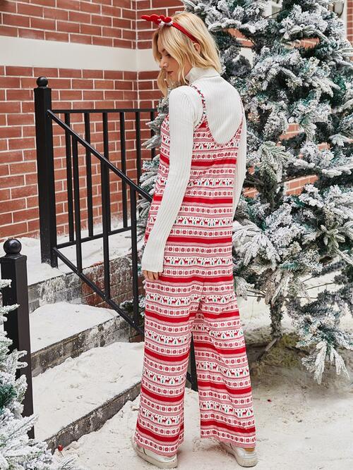 Christmas Color Contrast Wide-Legged Jumpsuit - Guy Christopher