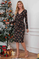 Christmas Element Print Long Sleeve Dress - Guy Christopher