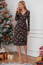 Christmas Element Print Long Sleeve Dress - Guy Christopher