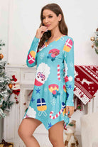 Christmas Element V-Neck Long Sleeve Mini Dress - Guy Christopher