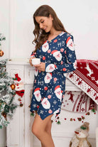 Christmas Element V-Neck Long Sleeve Mini Dress - Guy Christopher