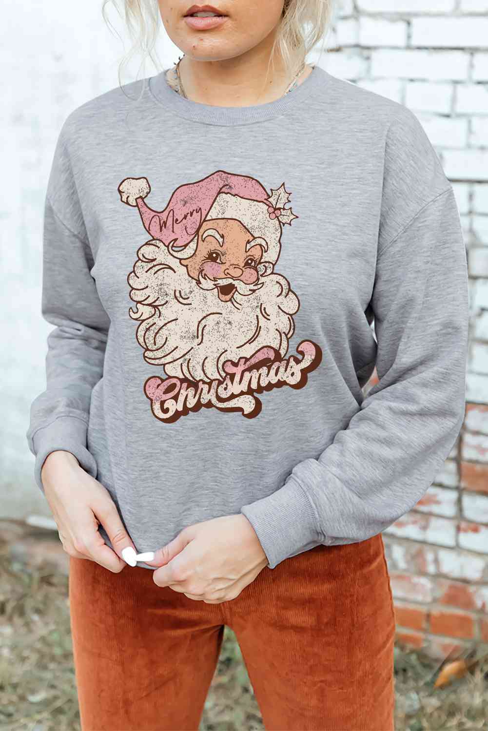 Christmas Graphic Round Neck Sweatshirt - Guy Christopher