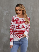 Christmas Theme Round Neck Sweater - Guy Christopher