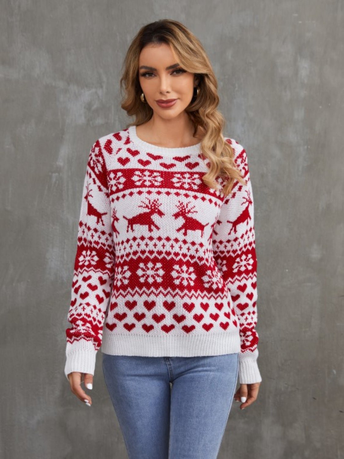 Christmas Theme Round Neck Sweater - Guy Christopher