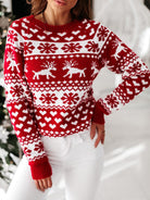 Christmas Theme Round Neck Sweater - Guy Christopher