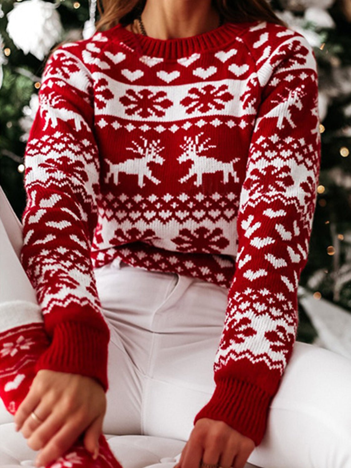 Christmas Theme Round Neck Sweater - Guy Christopher