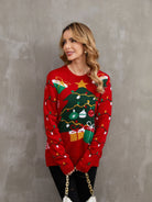 Christmas Theme Round Neck Sweater - Guy Christopher