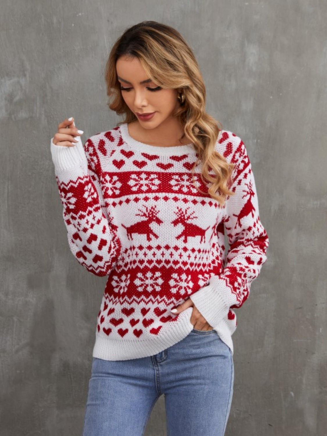 Christmas Theme Round Neck Sweater - Guy Christopher