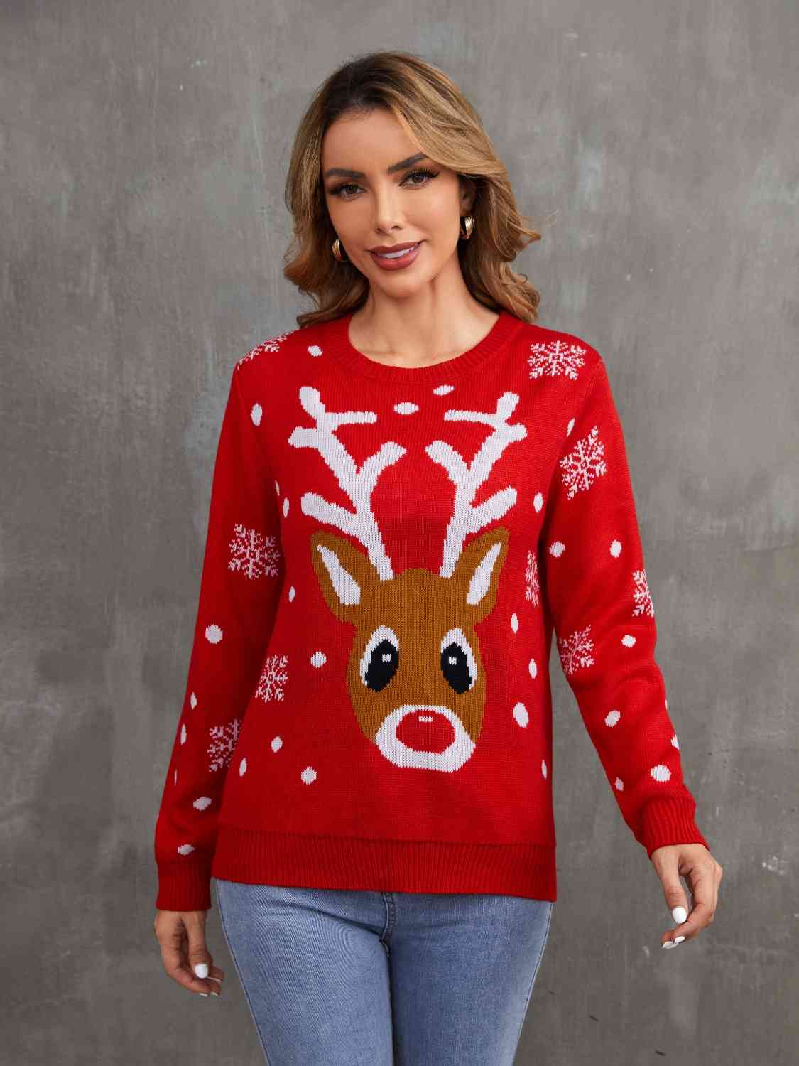 Christmas Theme Round Neck Sweater - Guy Christopher