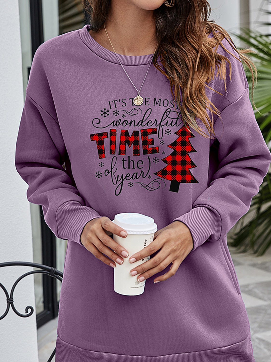 Christmas Tree Graphic Drop Shoulder Sweatshirt - Guy Christopher