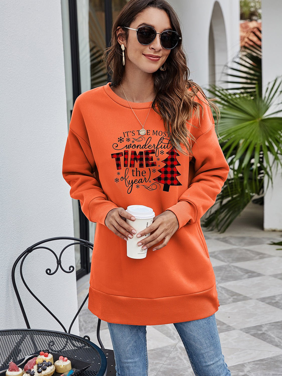 Christmas Tree Graphic Drop Shoulder Sweatshirt - Guy Christopher