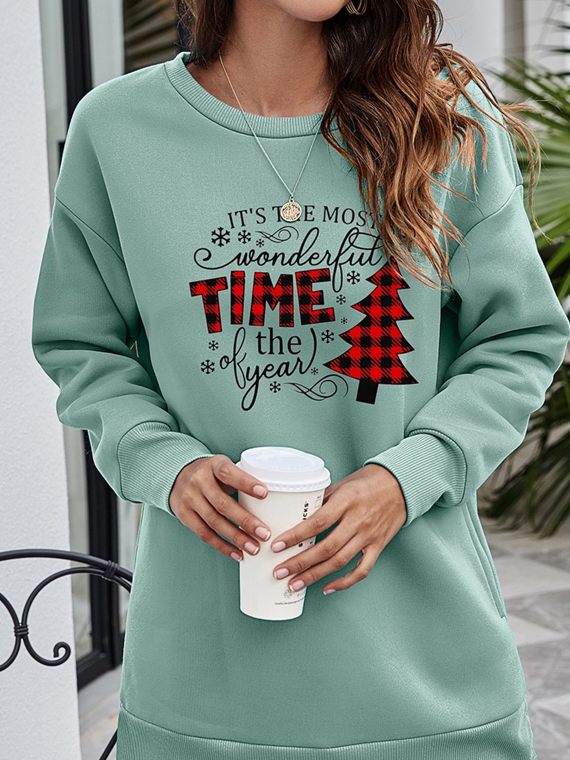 Christmas Tree Graphic Drop Shoulder Sweatshirt - Guy Christopher