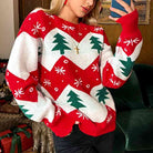 Christmas Tree Print Round Neck Sweater - Guy Christopher