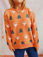 Christmas Tree & Reindeer Round Neck Sweater - Guy Christopher