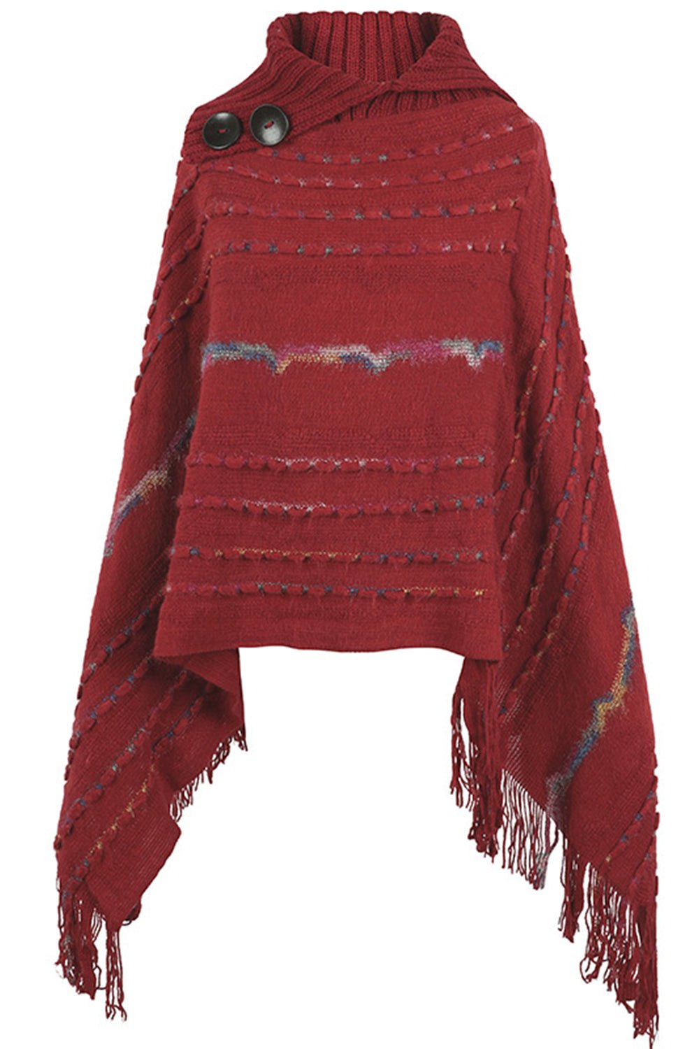 Cloak Sleeve Fringe Detail Poncho - Guy Christopher