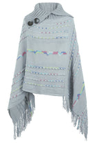 Cloak Sleeve Fringe Detail Poncho - Guy Christopher