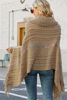 Cloak Sleeve Fringe Detail Poncho - Guy Christopher