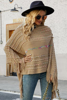 Cloak Sleeve Fringe Detail Poncho - Guy Christopher